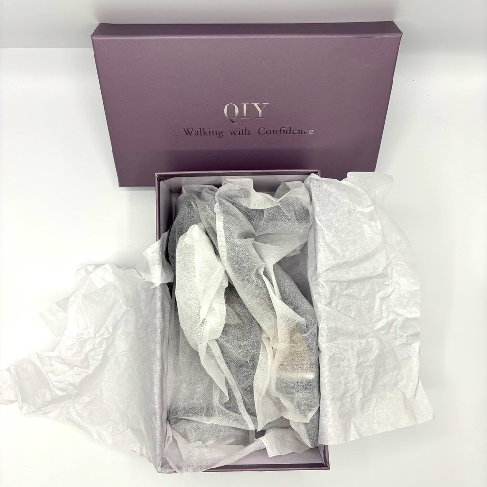 QIY Womens Strappy Sandals Open Toe Ankle Strap Heeled Sandals Size 7 - Picture 7 of 8
